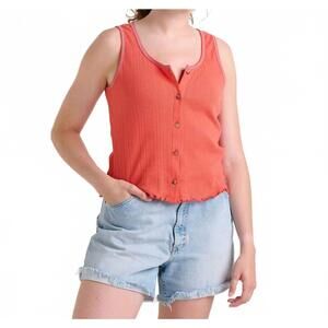 NEW TOAD&CO foothill pointelle button tank top in salamander